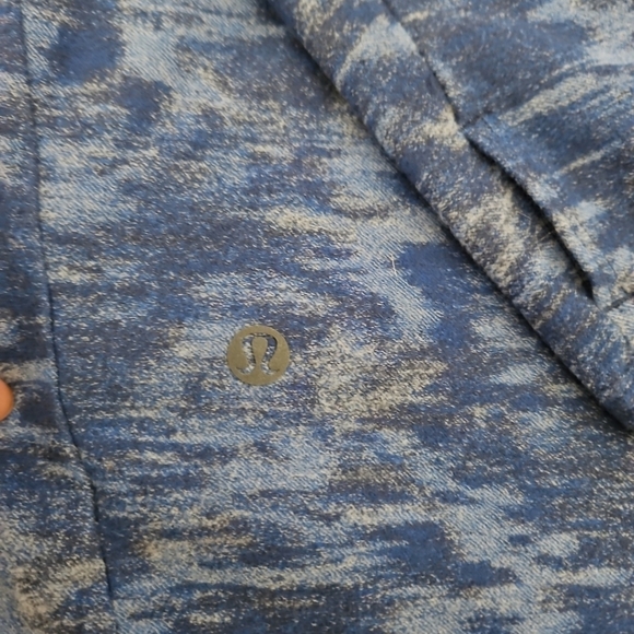 Lululemon Mens Blue Surge Warm 1/2 ZipData Rush Mini Jacquard Chambray Sweater - Picture 7 of 11